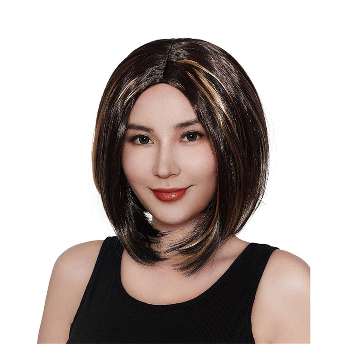 FEMALE HIGHLIGHT BROWN BOB STRAIGHT WIG