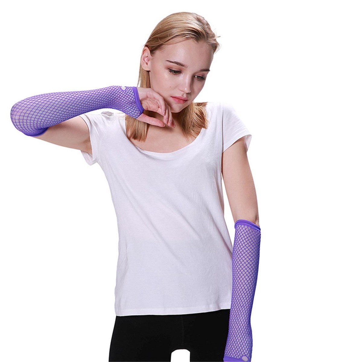 FISHNET GLOVESPURPLE Long