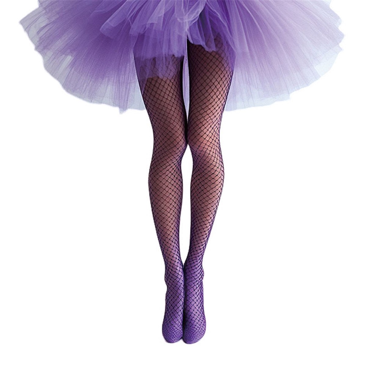Fishnet Tights-Purple