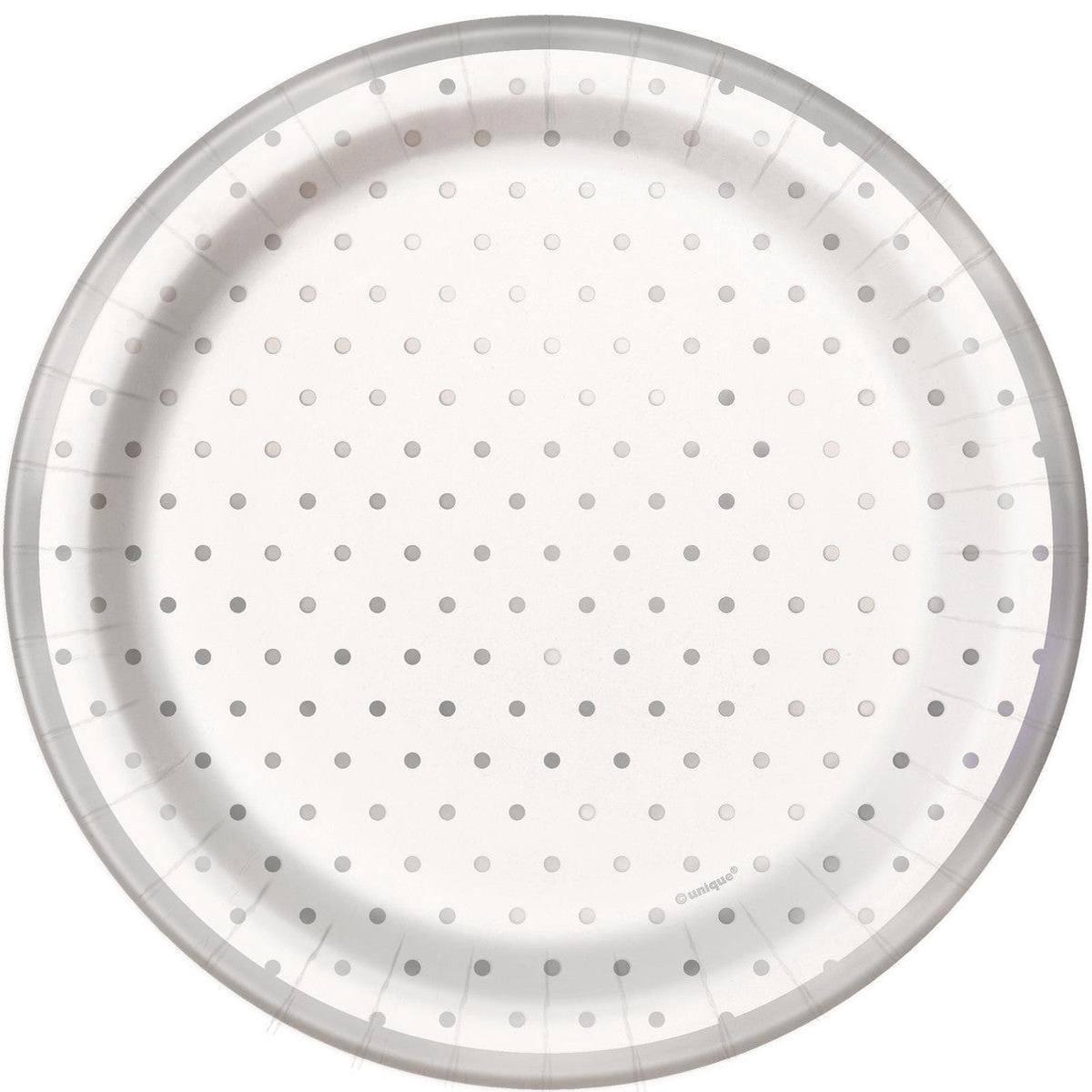 Foil Stamped Mini Dots Silver 7in Paper Plates