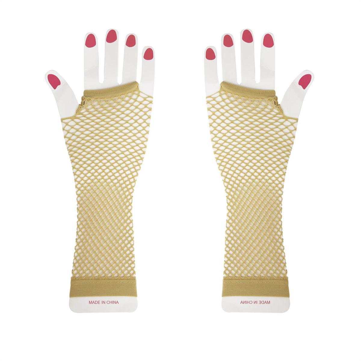 Long Fishnet Gloves Gold