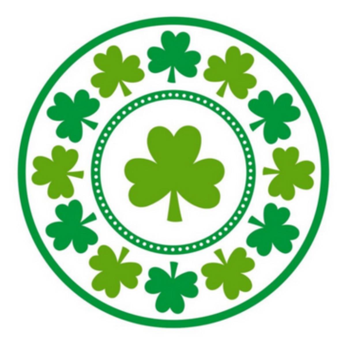 Lucky Shamrocks Round Paper Dinner Plates 23cm
