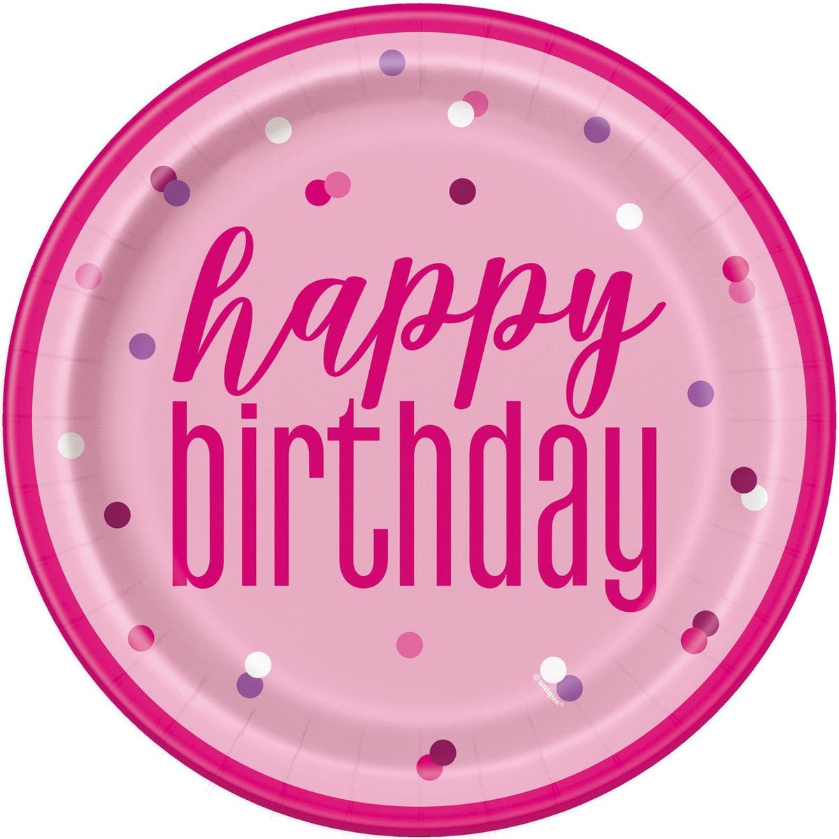 Paper Plates Pink Happy Birthday 8pk 9in