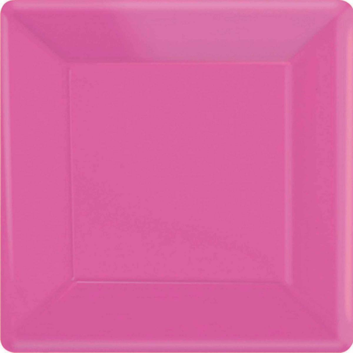 Paper Plates Square Bright Pink 26cm 20pk