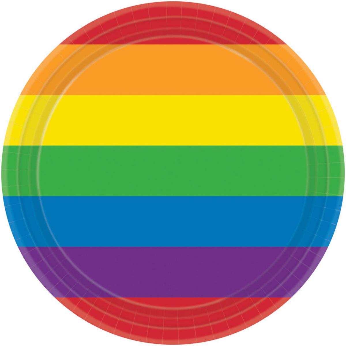 Rainbow Round Paper Plates 17cm 8pk