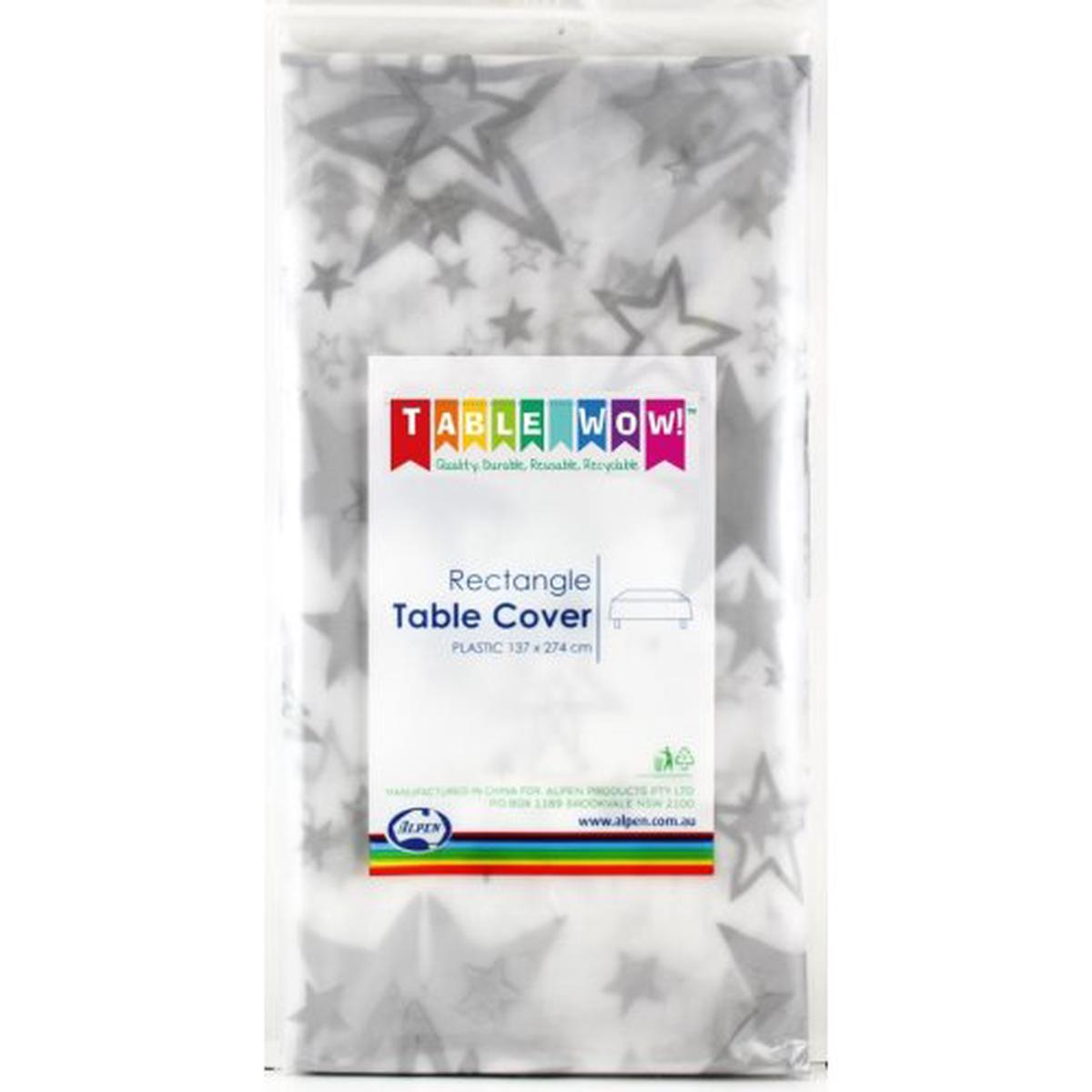 Rectangle Tablecover Clear Silver Stars Printed