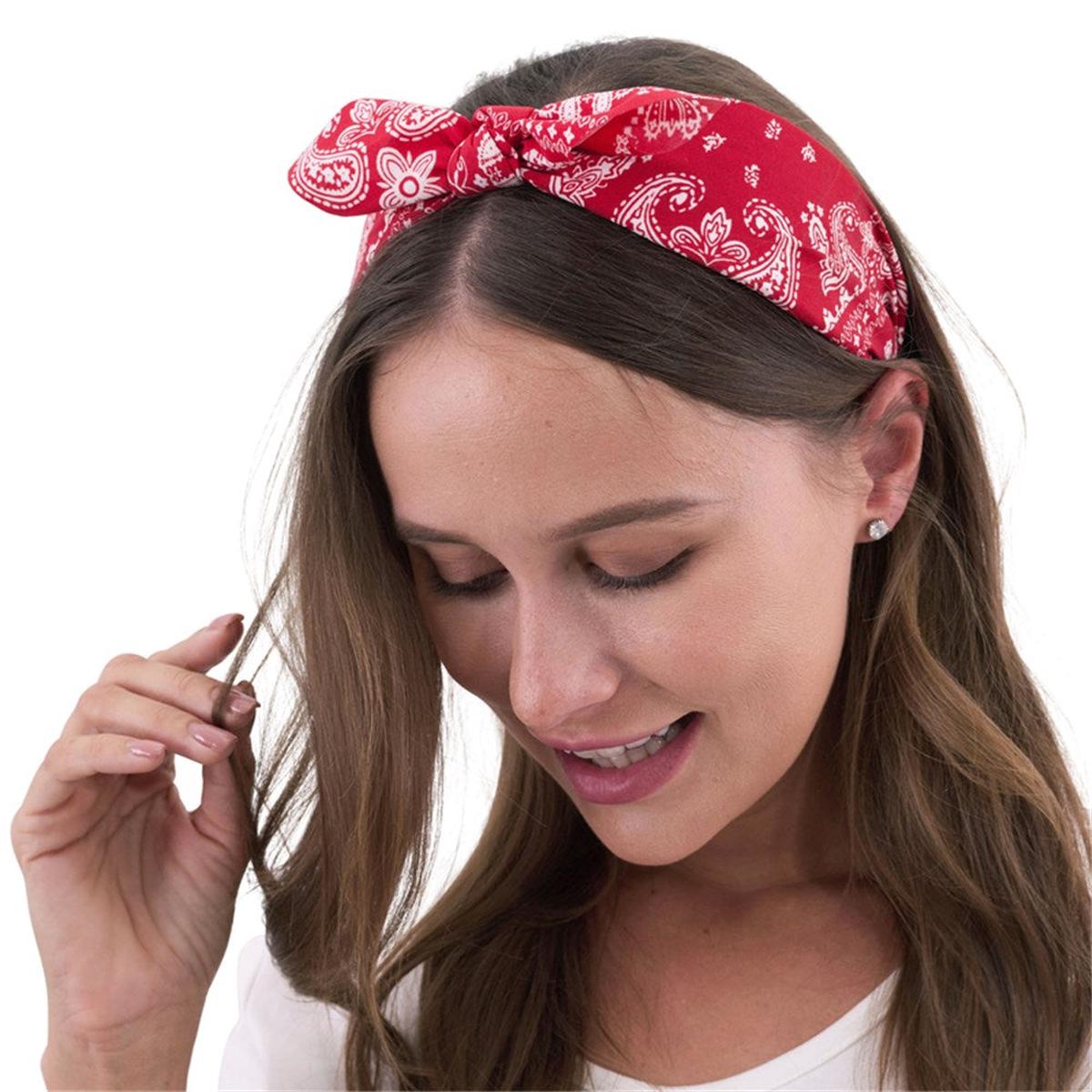 Retro Printed Headband-Red