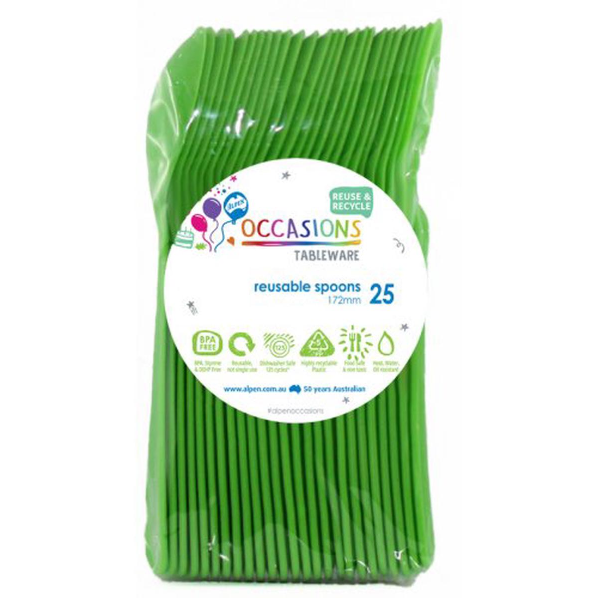 Reusable Spoons Lime 25pk