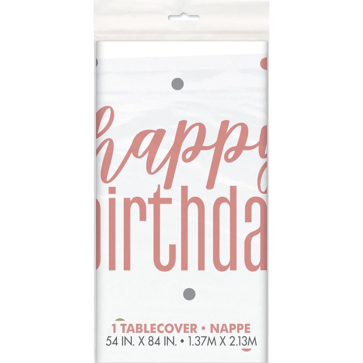 Tablecover Rose Gold Happy Birthday Printed 137cm x 213cm