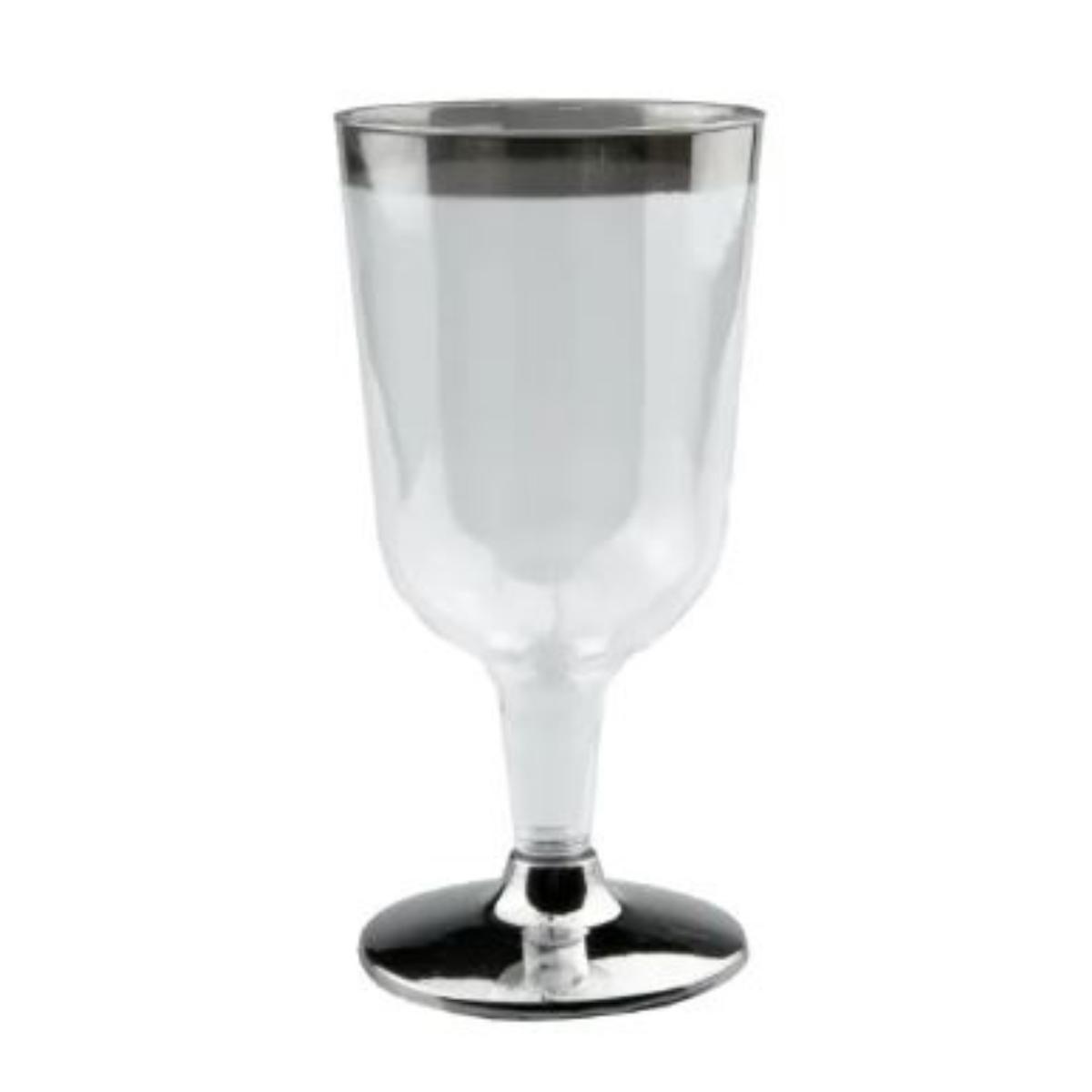 Wine Glass With Silver Rim 210ml Pk6