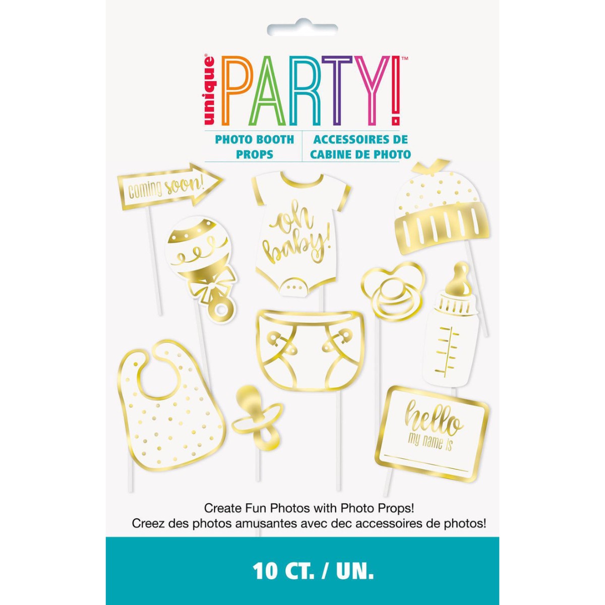10 Selfie Photo Props - Oh Baby Foil Stamped