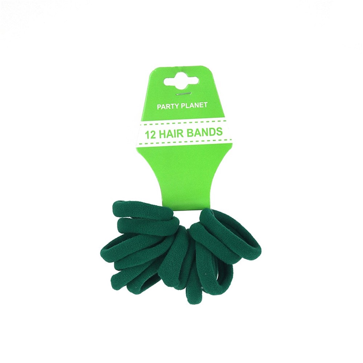 12PK ELASTIC HAIR BANDS-GREEN