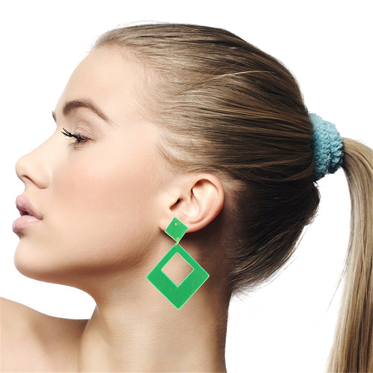 2A PINK AND YELLOW GEOMETRIC 80S STYLE EARRINGS