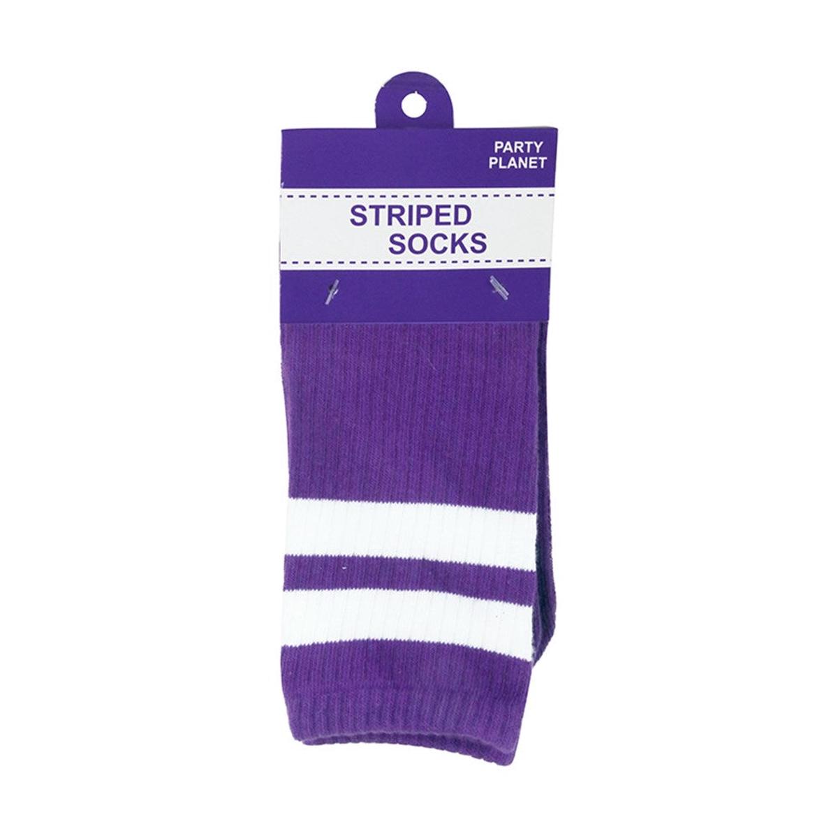 40CM STRIPE KNEE HIGH SOCKS PURPLE