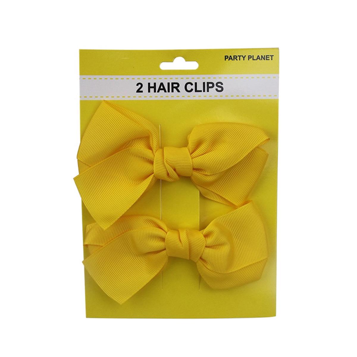 Bow Hair Clip-Yellow 2Pk