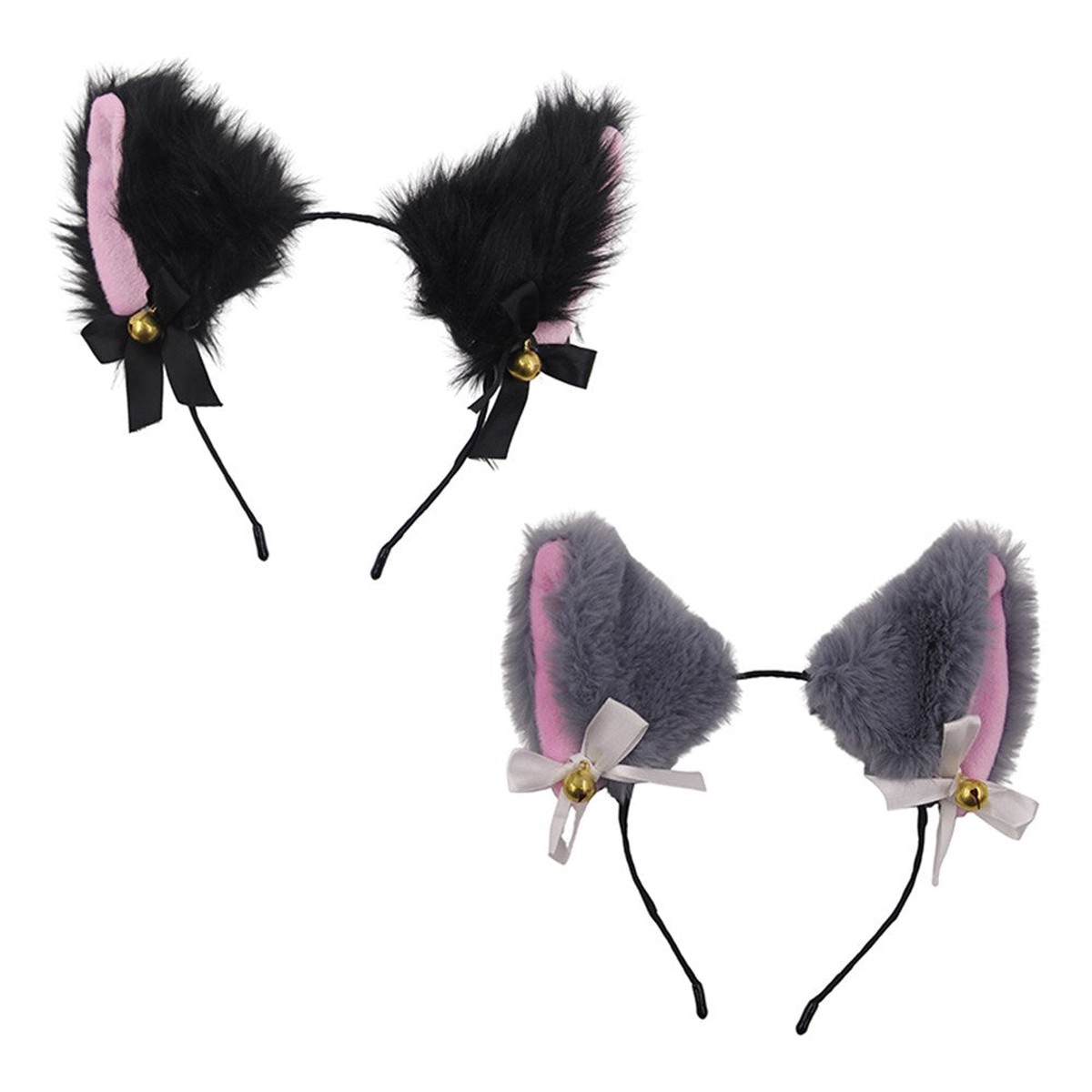 Grey And Black Furry Cat Ear Headband 2 Assorted Colour