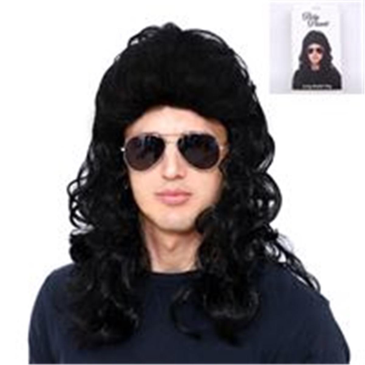 Long Curly Black Mullet Wig