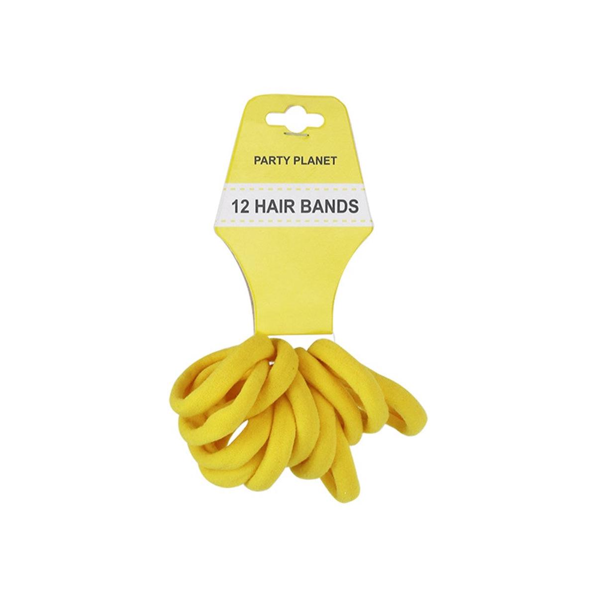 12PK ELASTIC HAIR BANDS-YELLOW