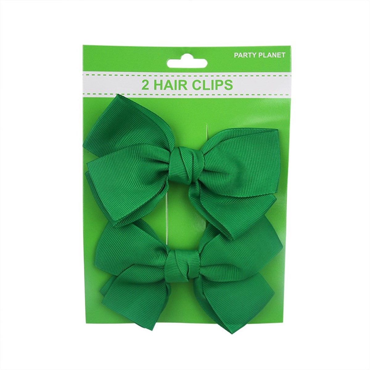 Bow Hair Clip-Green 2Pk