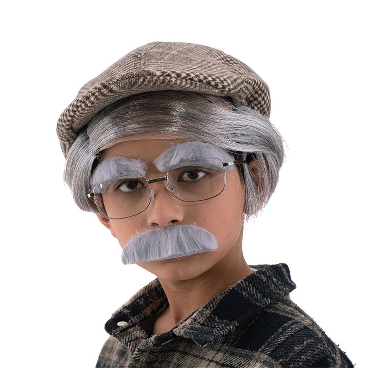 Kids Old Man Disguise Dress Up Kit-Hat, Glasses, Eyebrows & Moustache
