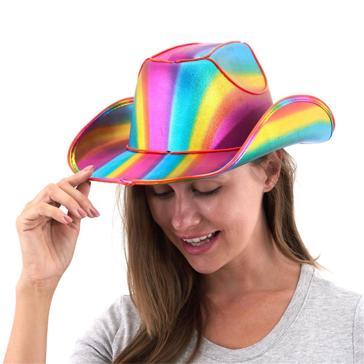 Light Up Rainbow Cowboy Hat