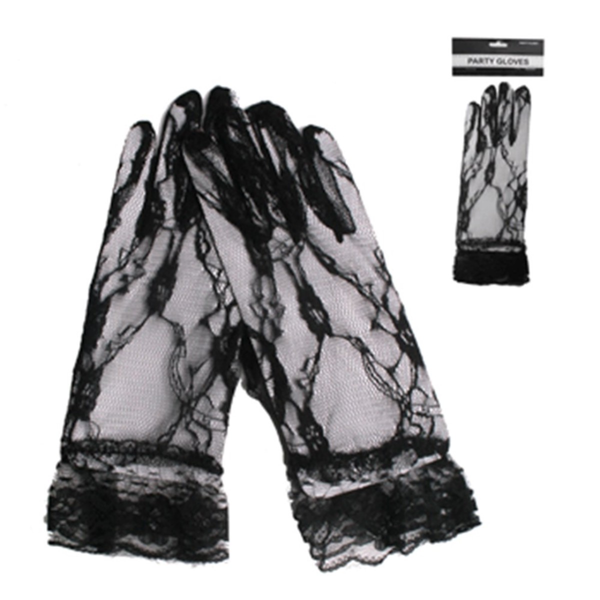 SHORT LACE GLOVES BLACK