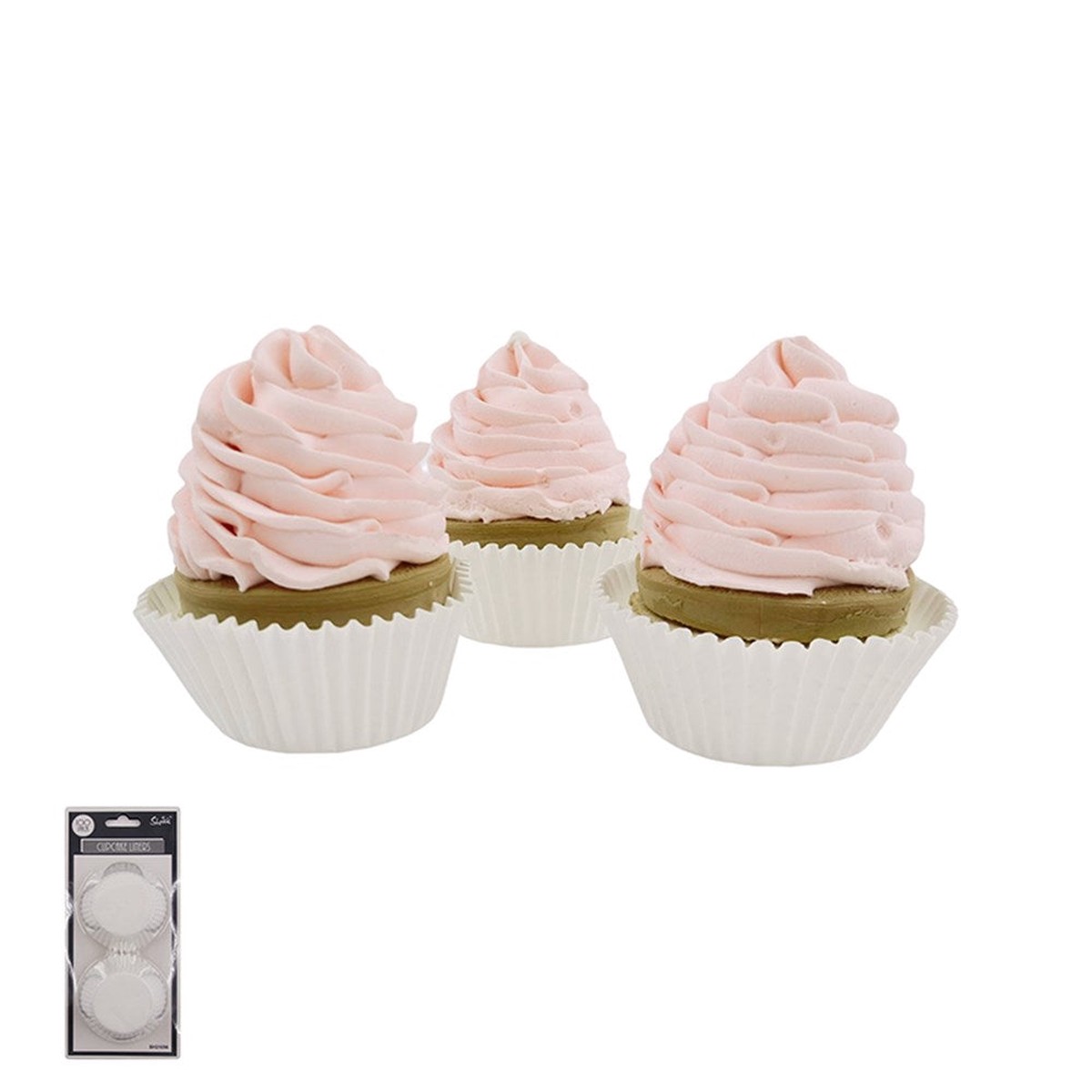 100 WHITE PAPER CUPCAKE LINERS-TOP: 7.5CM BOTTOM: 5CM H: 3CM