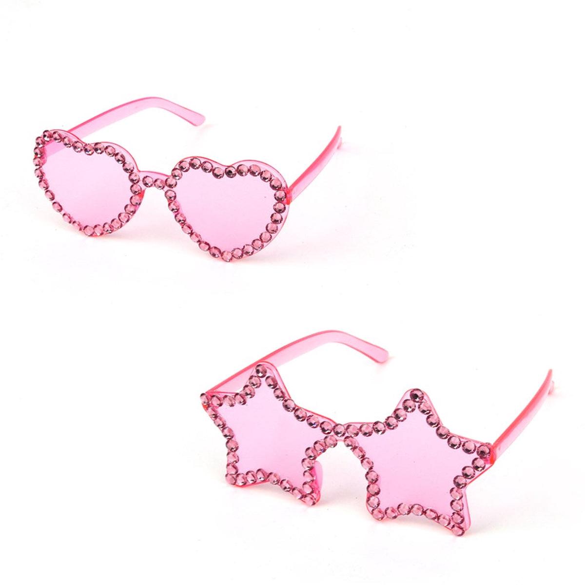 2A DIAMANTE STUDDED PINK PARTY GLASSES