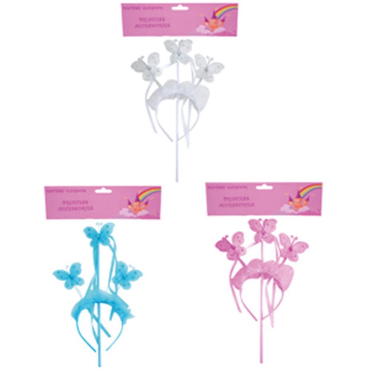 Butterfly Wand and Headband 3 Assorted