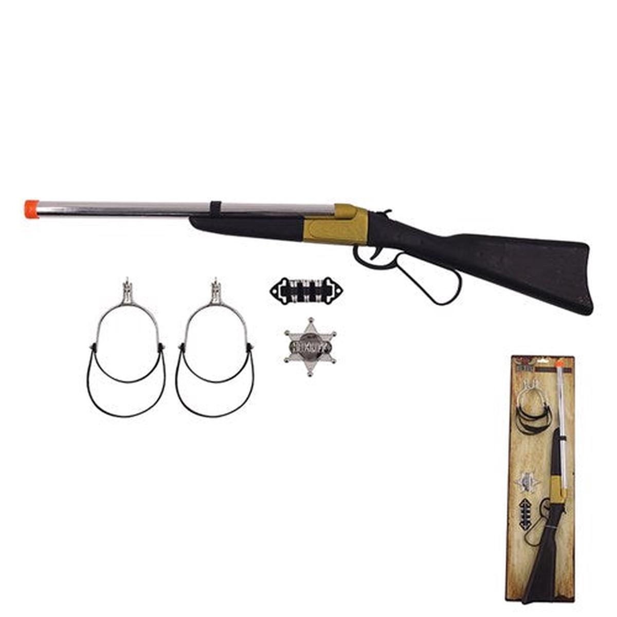Cowboy Rifle Kit-Rifle Stirrups Badge Bullets 4Pc