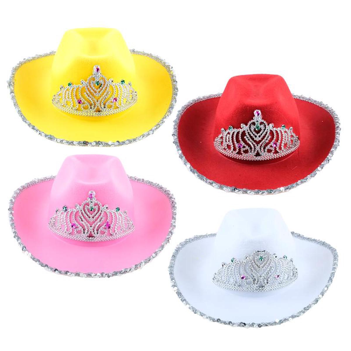 Craft Hat Premium Cowgirl Flocked With Tiara Children Assorted