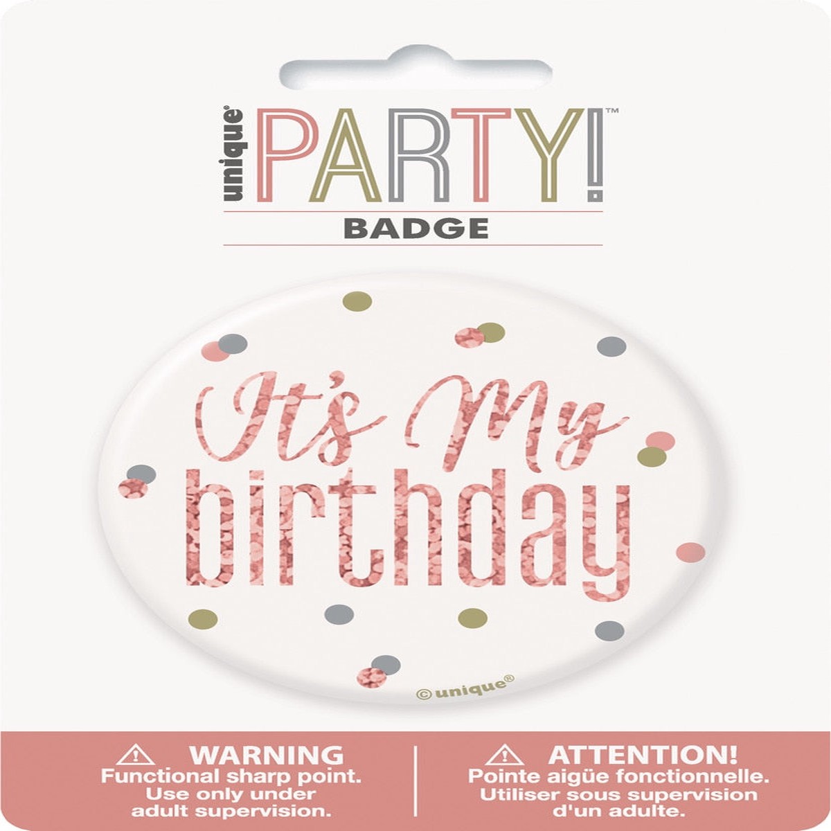 Glitz Rose Gold 7.6cm Birthday Badge - Itins My Birthday