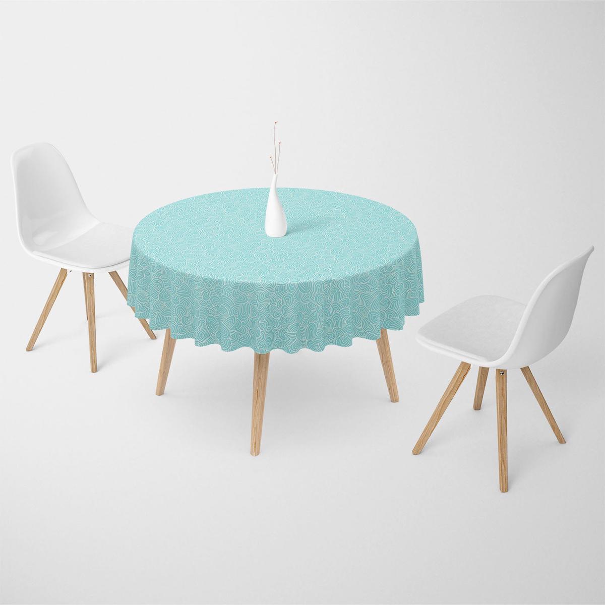 Hand-Drawn Waves Table Cloth Cover