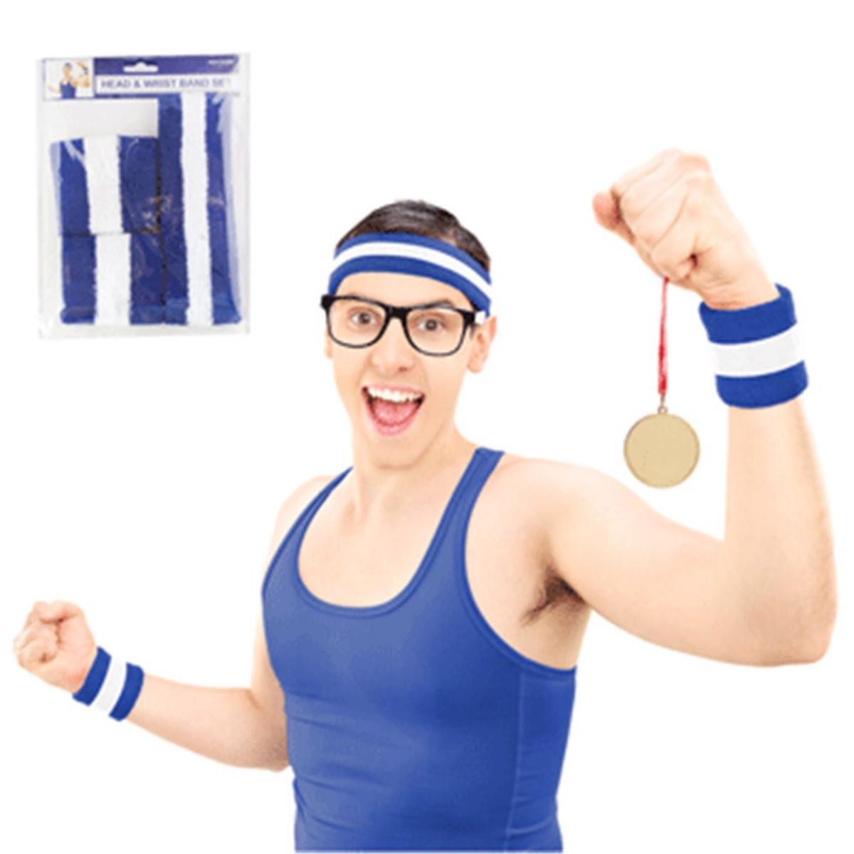 Headband & Wristband Blue Pk Of 2