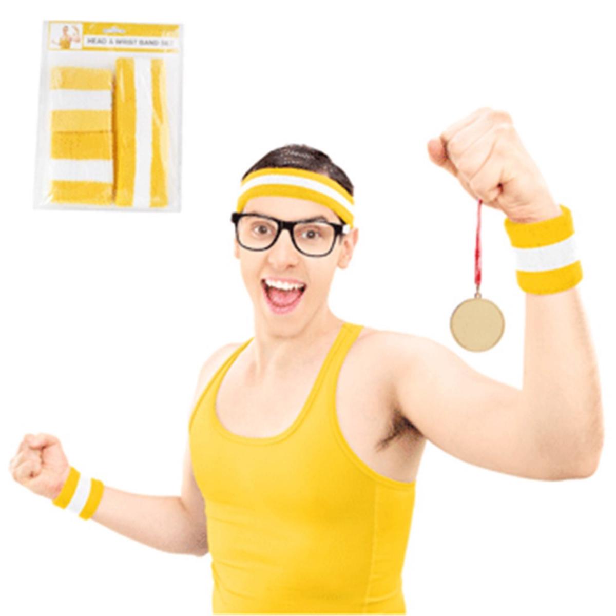 Headband & Wristband Yellow Pk Of 2