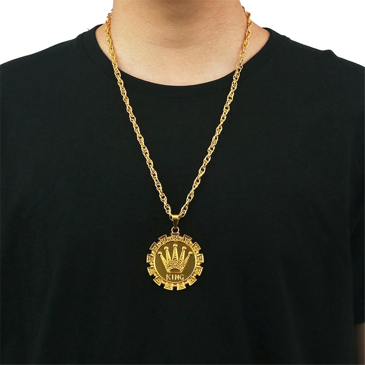 Necklace Gold Crown Medallion