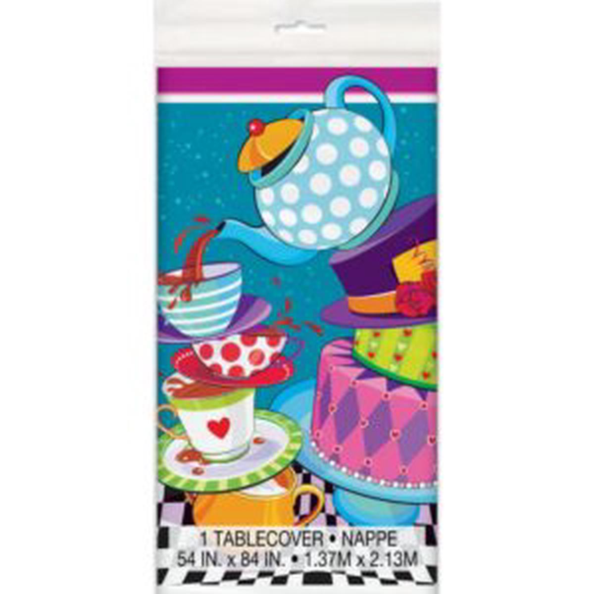 Unique Plastic Table Cover 1.37 x 2.13m - Mad Hatter Tea Party