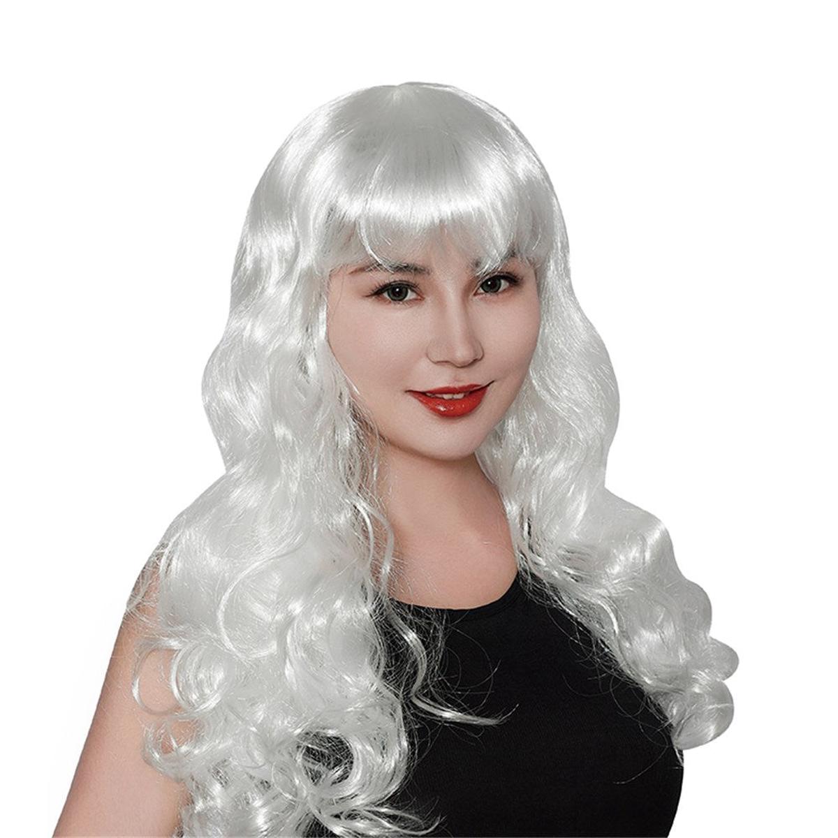 WHITE WAVY LONG WIG