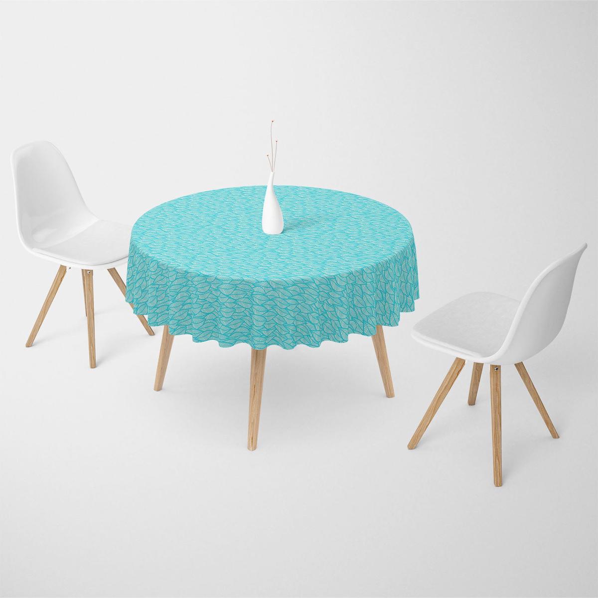 Blue Leaf Table Cloth Cover