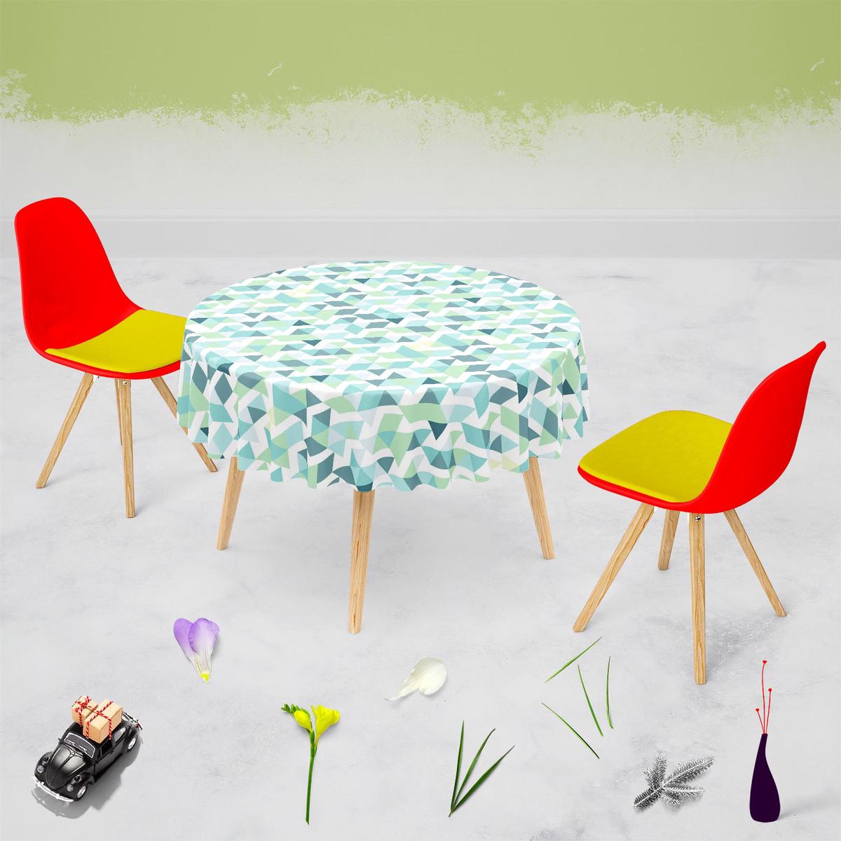 Bright Blue Triangles Table Cloth Cover
