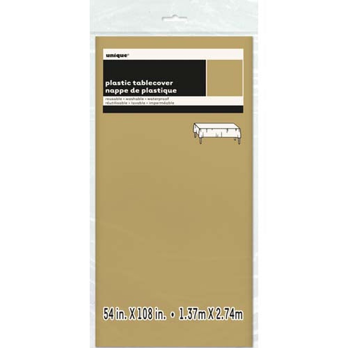 Unique Plastic Table Cover 1.37 x 2.74m - Gold