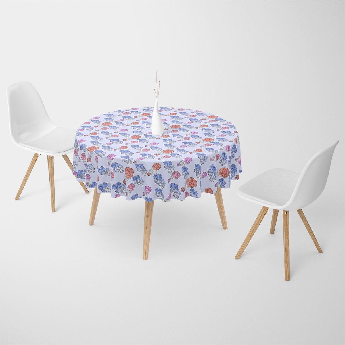 Watercolor Balloons & Clouds Table Cloth Cover