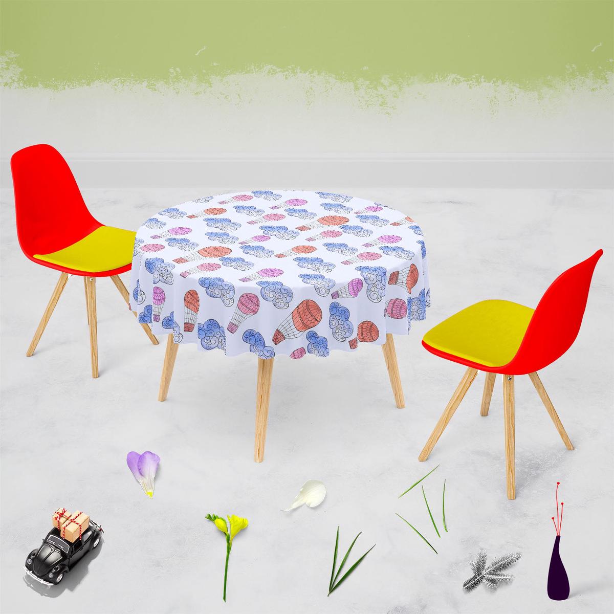Watercolor Balloons & Clouds D2 Table Cloth Cover