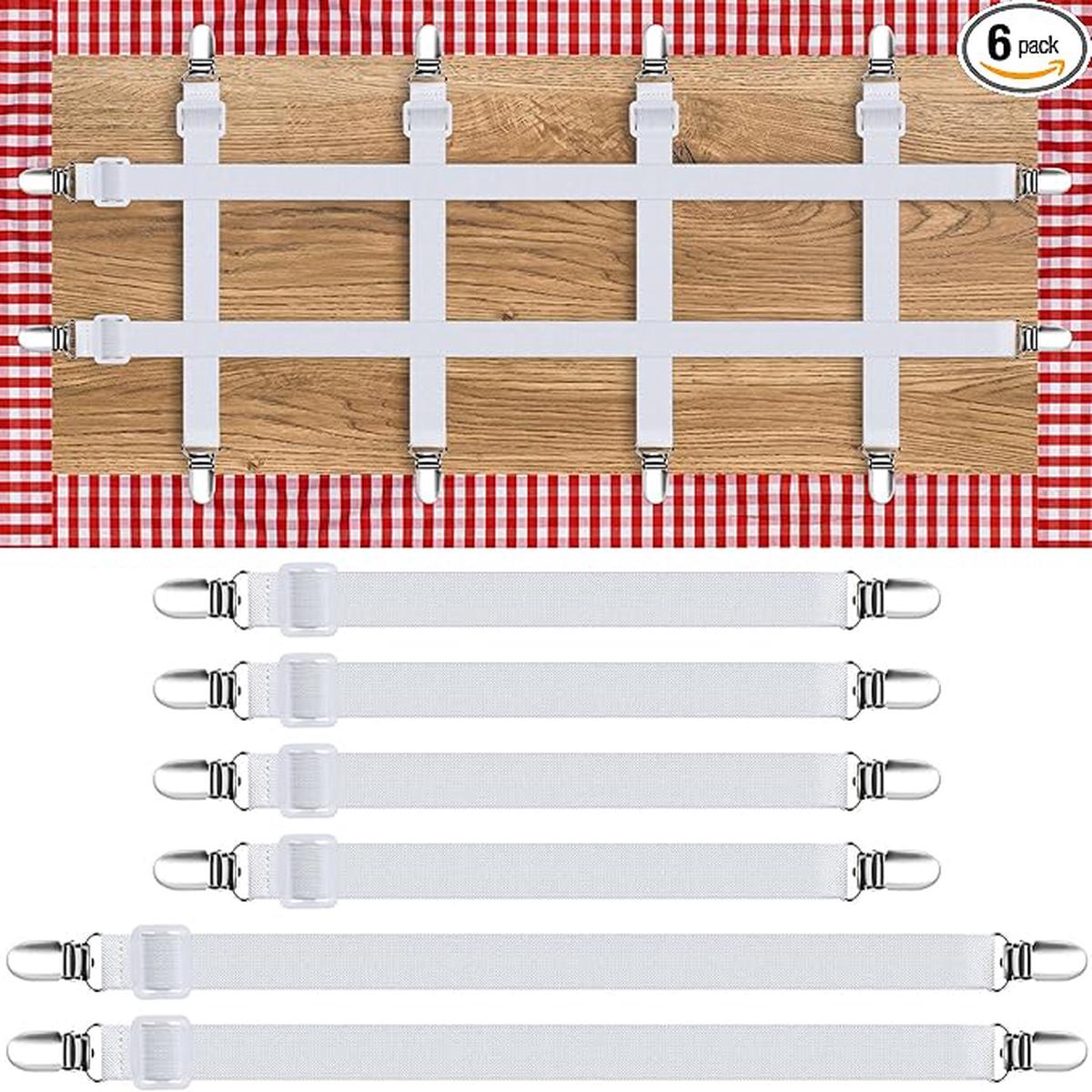 6 Pack Hidden Strap Tablecloth Clips for Outdoor Elasticity Picnic Table Cloth Clip Table Covers Holder Suitable for Indoor and Outdoor Thick Tables Party Restaurant Camping