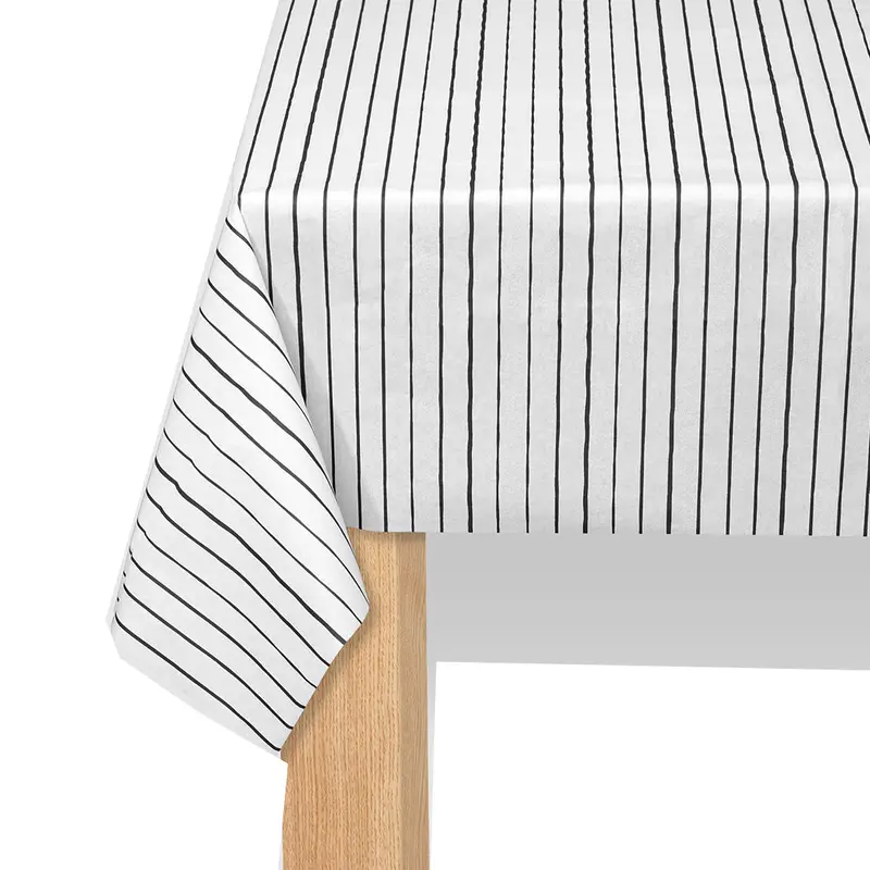 Black Pinstripe Tablecloth