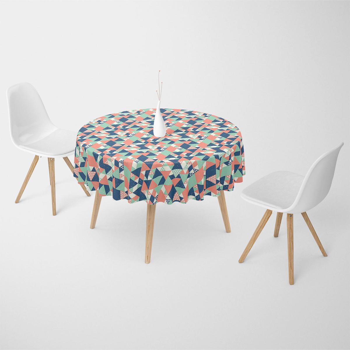 Blue Orange Green Triangles Table Cloth Cover