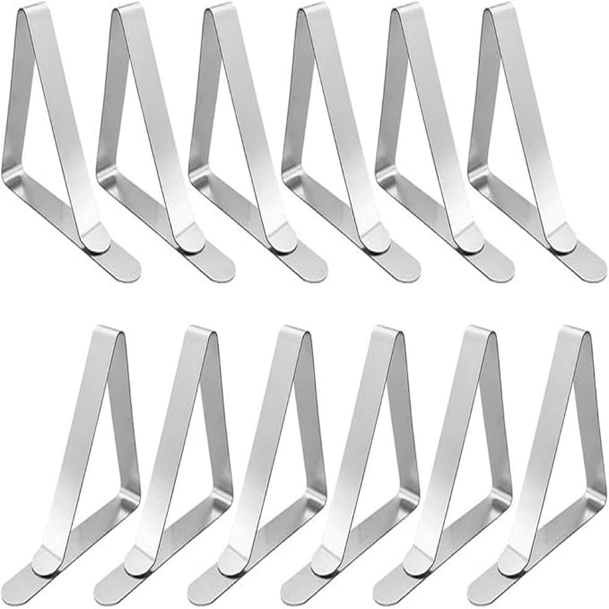 Alamic Tablecloth Clips Large Picnic Table Clips for 1.7-2.5" Thickness Picnic Table Cloth Holders Stainless Steel Table Cover Clips Clamps - 12 Pack