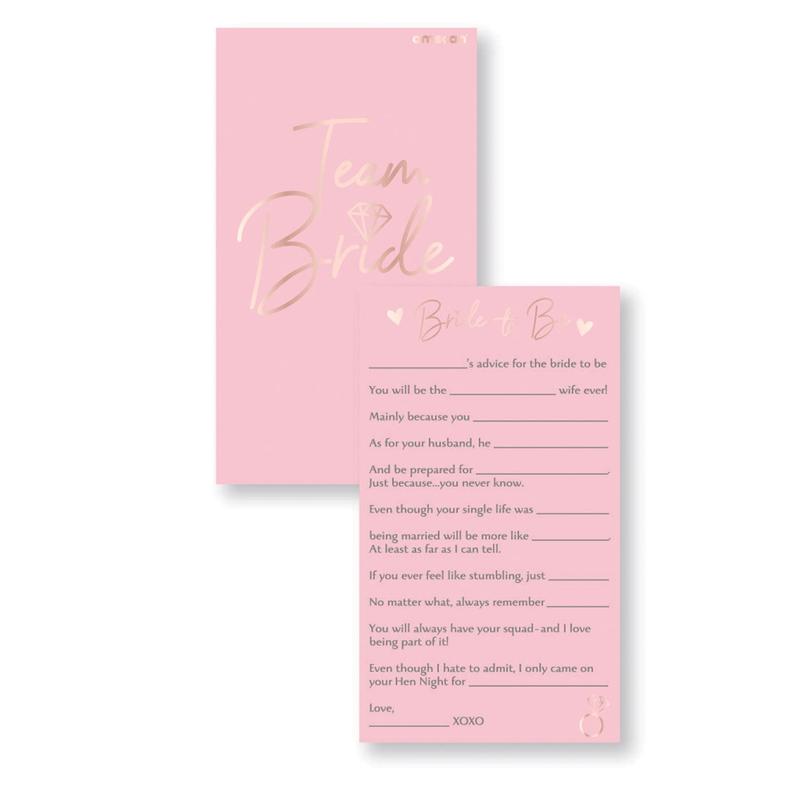 Team Bride Hens Night Advice Cards PK8