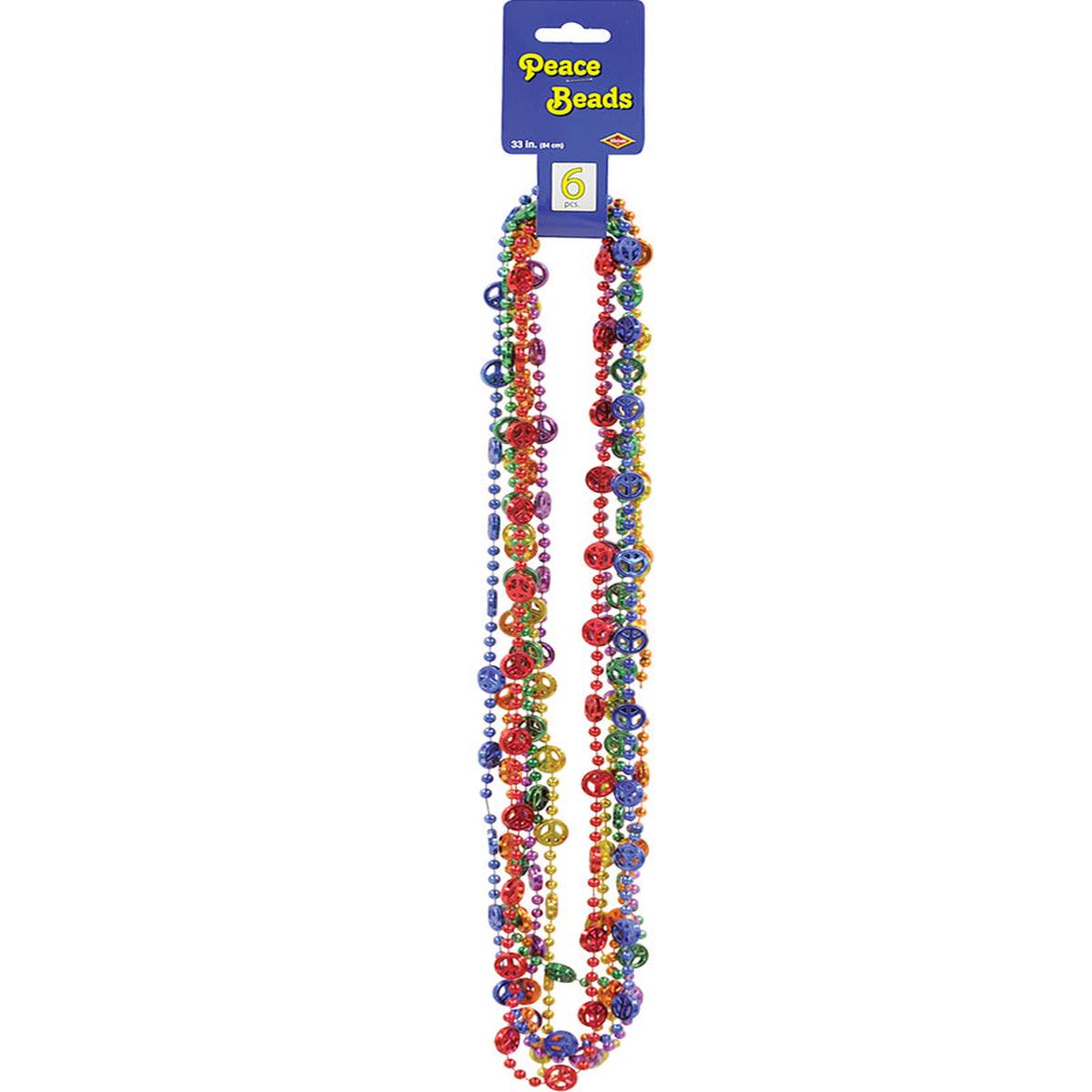 60s Peace Sign Beads Pack of 6