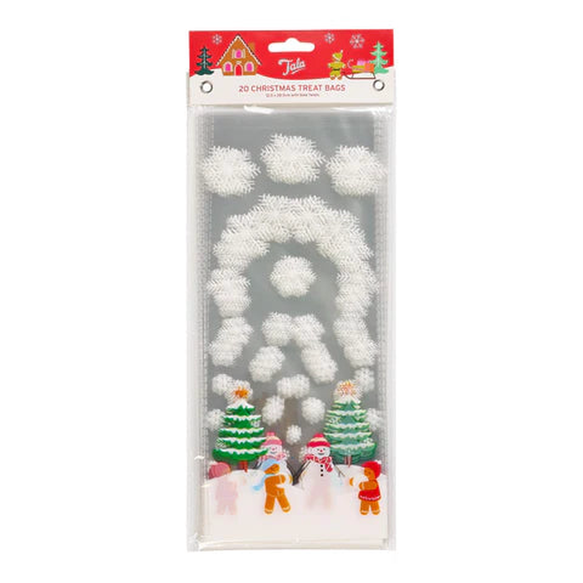 Tala 20 Snowman Scene Treat Bags with gold twists